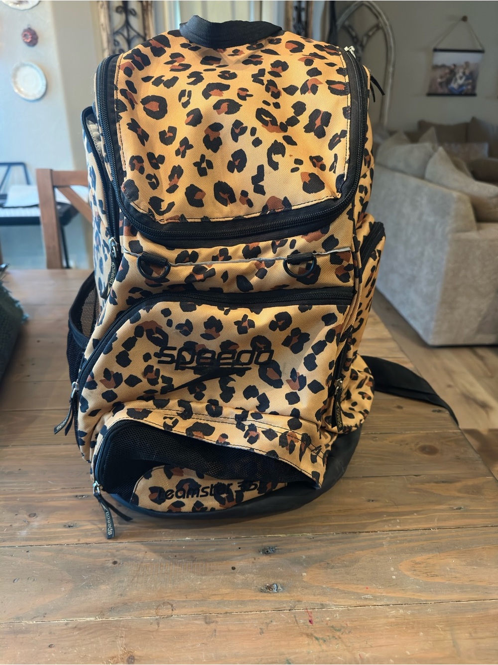 Speedo Leopard-Print Backpack - Tan/Black/Brown